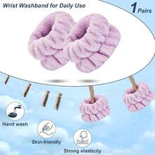 1 Pcs Wrist Towels For Washing Face-Dorbetar, Microfiber Wrist Bands For Washing Face, Spa Wristbands For Washing Face, Fluffy Towel Bands, Arm Bands For Washing Face For Woman (Purple)