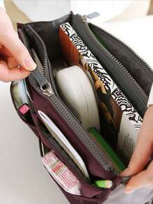 New Multi Functional Double Layer Zipper Bag With Convenient Travel And Large Capacity Divided Storage Bag, Handheld Lightweight And Large Capacity Makeup Bag, Double Zipper Thickened Toilet Bag, Multi Functional Data Cable Storage Bag, Sorting And Divided Storage Bag