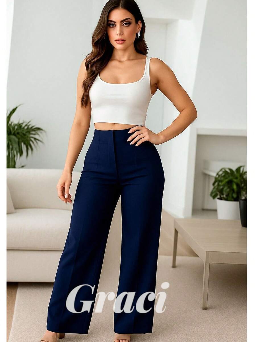 Women Pants - Navy Blue - View 1