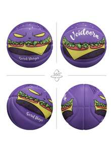 veidoorn 1个7号标准万圣节主题橡胶篮球，汉堡图案，室内外训练皆宜，时尚独特，送给男女朋友的最佳礼物 - 紫色 - 查看 8