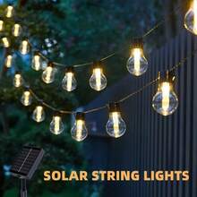أضواء سلسلة جنية تعمل بالطاقة الشمسية عالية السطوع جديدة، 10/20/30 مصباح LED شمسي بتصميم إديسون قديم، بطارية ليثيوم جديدة A50، 8 أوضاع - أضواء جنية IP65 للحديقة والتخييم والحفلات والفناء والجدران والاستقلال والزفاف وعيد الهالوين وعيد الميلاد