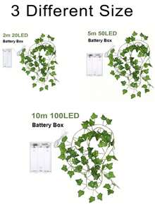 1 件常春藤叶花环藤蔓，带仿真叶，适用于婴儿房墙壁派对婚礼房间家庭厨房室内外装饰，电池供电（不含电池），暖白色婴儿淋浴家庭装饰礼物