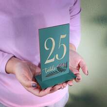 Wooden Table Numbers 1253.2x5.8 Inch Double Sided Rustic Blue Wedding Table Number Signs With Wooden Base Wedding Centerpieces For Banquet Restaurant Party Decor Blue 125 - 藍色 - 查看 8