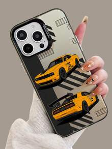 1pc Creative Racing Car Design Matte Frosted Anti-Drop Phone Case, Minimalist Style Phone Cover, Ideal Gift For Kids And Festivals - Grey - View 2