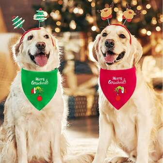 Christmas Pet Dog Bandana Bibs For Large Dogs, Teddy, Golden Retriever