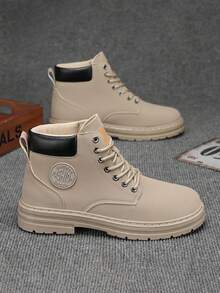 Men's Boots 2025 New Autumn/Winter Vintage Versatile High-Top Work Shoes, Thick Sole Comfortable Soft Increase Height British Style Leather Boots Streetwear - Multicolor - View 4