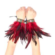 人造羽毛腕带 羽毛蕾丝手镯 蕾丝腕带 女士万圣节服装角色扮演 2 件装 - 彩色 - 查看 2