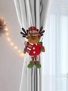 1 szt. klamry do zasłon w kratkę w stylu retro, uchwyt na zasłony w kształcie bałwana, dekoracja świąteczna, dekoracja okienna, wystrój domu, dekoracje świąteczne, wystrój pokoju, dekoracje świąteczne, dom - Wielokolorowe - Zobacz 9