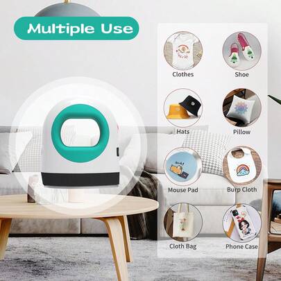 1pc Mini Portable Heat Transfer Press Machine, Home DIY Heat Press, Manual Heat Press, Heat Transfer Gadget, Comes With Storage Bag And 2 Sticker Sheets