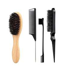 男士美发造型梳胡须刷套装（4件套），适用于边缘和后脑勺梳理、梳理、打造顺滑发型，是返校、旅行度假的必备佳品。这款梳子套装包含各种梳子，可用于理发、打造顺滑发型、卷发造型、解结、球形梳、迷你梳等，是圣诞节、美发、木质梳子、美发工具、发型设计、美发、梳子、梳子套装、卷发梳、解结梳等，也适用于女士。理发店必备，是美发用品的理想之选。 - 彩色 - 查看 27