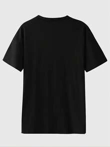 Halloween Clothes Women's Gothic Style Heart Print-Shirt - Iron Wire Design "The Most Beautiful Corpse Room" Pattern Short Sleeve Round Neck Casual Top, Black Summer Fashion Machine Washable All-Season Versatile Comfortable Year-Round Essential, Everyday Wear - 黑色 - 查看 2