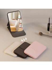 1pc Makeup Mirror, Student Dorm Touch-Up Mirror, Travel Portable Folding Small Mirror, Mini Pocket Mirror + Comb - Multicolor - View 2