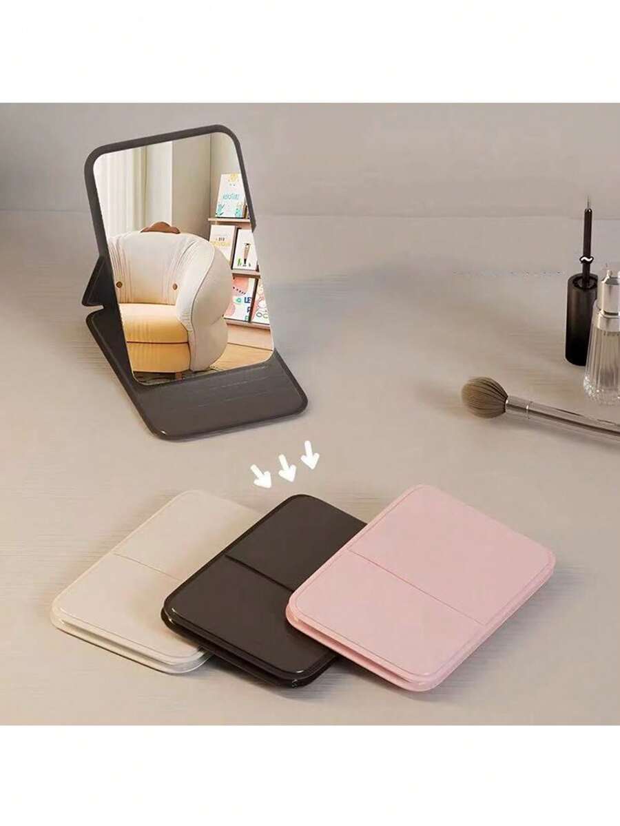 1pc Makeup Mirror, Student Dorm Touch-Up Mirror, Travel Portable Folding Small Mirror, Mini Pocket Mirror + Comb