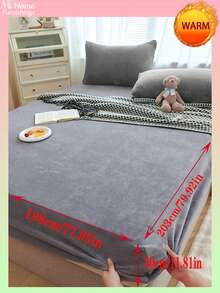 1pc Solid Color Crystal Velvet Fitted Sheet, Bedding, Mattress Protector, Bed Cover, Fitted Sheet, Comfortable Warm Home Textile, Anti-Pilling, Soft Skin-Friendly For Boys Girls Student Dorm Bedding, Machine Washable - Multicolor - View 23