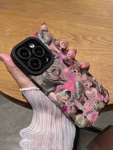 1 件时尚粉色河马宝宝图案竖条纹高端仿皮防摔防指纹防震手机壳适用于苹果和型号 - 彩色 - 查看 6