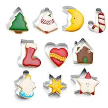 10pcs Christmas Cookie Cutter Set - Gingerbread House, Snowflake, Tree, Heart, Star, Angel Shapes, Suitable For Holiday Winter Baking Christmas Christmas Decorations Christmas Pajamas Christmas Gifts Christmas Decor