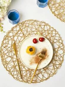 Bộ 6-12 tấm lót bàn ăn tròn dệt rỗng hiện đại tối giản, có thể giặt, dễ vệ sinh, lau sạch, chống trượt, chịu nhiệt, dùng để trang trí tiệc cưới ngày lễ - Nhiều màu - Xem 2