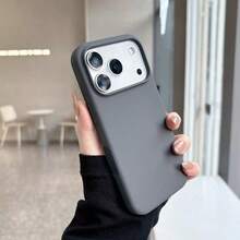 Compatible With IPhone 17PROMAX /IPhone17/IPhone17Pro/IPhone17Air/16 15 14 13 12 11 Pro Max, New Skin-Feeling Liquid Solid Color Design Phone Case - 灰色 - 查看 4