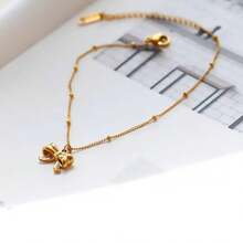Fashion Bow Bead 18K Stainless Steel Necklace, Women's Clavicle Chain, Simple, Blogger Style, Same Style - Colar e tornozeleira - Xem 10