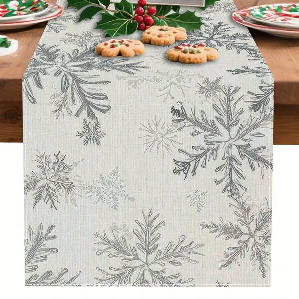 1/108 peças de impressão digital com padrão de floco de neve de Natal - decoração sazonal de fibra de poliéster para cozinha e sala de jantar, vários tamanhos, decoração durável com tema natalino, adequada para reuniões familiares em feriados, decoração de atmosfera de festa