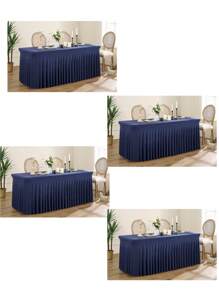 1 pieza Mantel de mesa de tela de espándex blanco, resistente a las arrugas y lavable, se ajusta a mesas de comedor rectangulares, funda elástica para mesa de patio, adecuada para bodas, banquetes, fiestas, estilo Ins de lujo, mantel elástico blanco para hotel, banquete, cumpleaños, conferencia