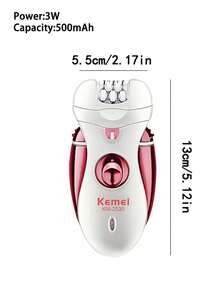 Kemei 科美 KM-2530 多功能电动脱毛器，女士剃毛器 | 刀头带 4 个配件 - 无线剃须刀，适用于身体、腋窝、腿部、比基尼脱毛 | 便携式个人护理旅行、万圣节/圣诞节礼物 | 护肤、返校和冬季使用 - 彩色 - 查看 9