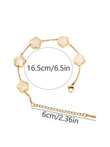 2 pezzi Set di braccialetti alla moda con design classico a erba fortunata in bianco e nero