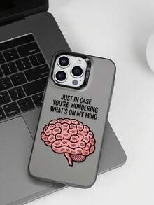 可爱插画心脑元素图案手机壳，情侣款保护套，情侣礼物，防震，适用于 16、16 Plus、16 Pro Max、16e、16 Pro、15、15 Plus、15 Pro Max、15 Pro、14、14 Plus、14 Pro Max、14 Pro、13、13 Pro、13 Pro Max、12、12 Pro、12 Pro Max 和 Galaxy - 彩色 - 查看 2