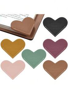3pcs Set,Leather Heart-Shaped Bookmark, Corner Book Accessory Cute Corner Bookmark, Reading Enthusiast Book Accessory, Women's Bookmark, Book Enthusiast Bookmark, Suitable For Gifts For Women, Children, And Book Enthusiasts, Cute Handmade Reading Gift Accessory,Color Random Back To School