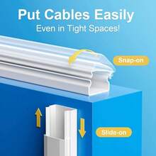 TV Cord Hider, 47In Cord Cover, Large Hider, Wire Covers 4 Cords, Raceway Wire Hider, Wire Hiders TV On Wall, Cover Cord Concealer, 3L15.7in W1.18in H0.6in, White