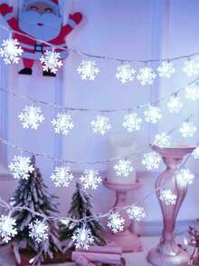 1pc 10/20/30 LED 2/3/4.5M Christmas Snowflake Fairy String Lights, Winter Decor, Holiday Gift, Suitable For Room, Garden, Festival Atmosphere, Colorful Lights