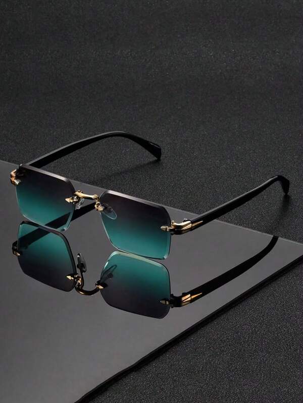 1pc Retro Solid Color Frameless Fashion Glasses, Unisex High-End Metal Rimless Glasses, Suitable For Vacation, Travel, Street Photography, Hiking, Party, Music Festival, And As An Ideal Gift