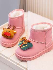 Girls' Snow Boots With Thermal Lining, Warm Ankle Boots, Children's Snow Winter Shoes, Toddler Boots, Christmas Kids Boots, Campus Style