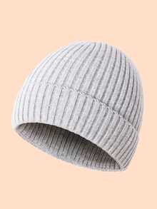 1 件儿童幼儿罗纹针织帽 - 多色可选，适合冬季、圣诞节和日常保暖 - Ribbed Knitted Beanie Hat - 查看 15