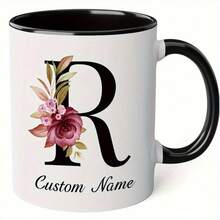 1 szt., 11 uncji, spersonalizowany kubek do kawy z imieniem i nazwiskiem – zaprojektowany na zamówienie, ceramiczny kubek, nowość w postaci filiżanki do herbaty, biały, do napojów na lato i zimę, prezent urodzinowy, spotkanie rodzinne, święta, odporny na pleśń, wielokrotnego użytku