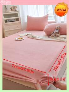 1pc Solid Color Crystal Velvet Fitted Sheet, Bedding, Mattress Protector, Bed Cover, Fitted Sheet, Comfortable Warm Home Textile, Anti-Pilling, Soft Skin-Friendly For Boys Girls Student Dorm Bedding, Machine Washable - Multicolor - View 55