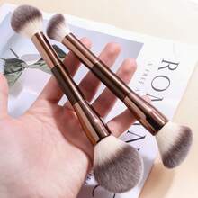 2pcs Dual-Ended Multi-Functional Makeup Brushes, Soft & Fluffy, Durable ABS Handle, Powder, Blush, Highlighter, Contour Brushes, Travel Friendly Cosmetic Tools