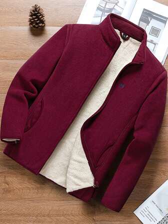 Women's Winter Stand Collar Zipper Sweatshirt Solid Color Thermal Lined Thickened Jacket Suitable For Outdoor Hiking, Trekking, Gift,Fleece,Skiing