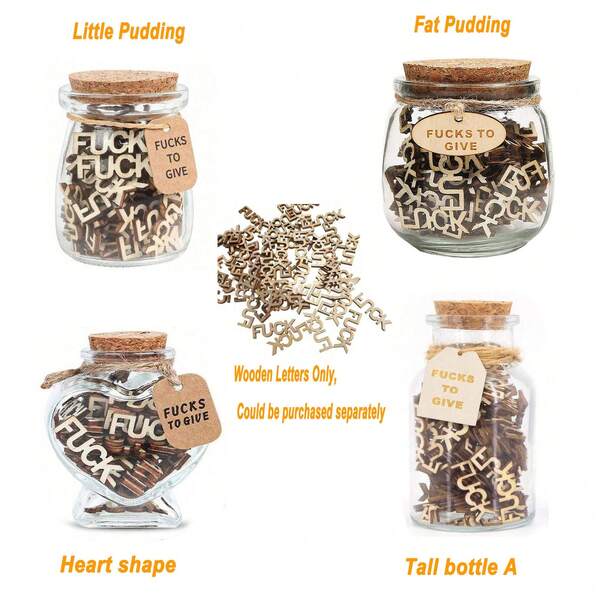 1Pc Jar Of Fu C K S Gift Jar Of Fu C K S To Give F U-C K Jar With Wooden Cutout Letter Piece Bad Mood Vent Spoof DIY Craft Mother's Day Birthday Day,Anniversary, Holiday, Encouragement Thanksgiving Day Fun Gift To Friend,Funny Deco Fu-C-Ks In Glass Funny Gag Gift