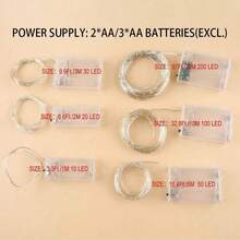 1pc Fairy Light String LED Copper Wire Decoration String Light 3.3ft/9.8ft/16.4ft/32.8ft/66ft, 10/30/50/100/200LED, Indoor And Outdoor String Lights, Star Lights, Battery Powered (Not Included), DIY LED Fairy String Lights, Holiday Lighting Garland For Baby Room, Wedding, Party, Bedroom Baby Shower Family Decorations Gifts