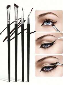 7pcs Precision Eye Makeup Brush Set, Including Eye Shadow Brush, Eye Blending Brush, Eyeliner Brush, Angled Eyebrow Brush, Fine Line Brush - Black - View 5