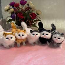 仿真猫仿真猫玩具可爱公仔仿真猫动物猫花猫摆件圣诞礼物生日礼物（款式随机） - 黑色 - 查看 7