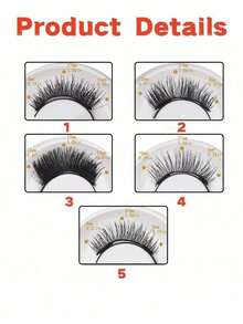 5 Boxes Magnetic Eyelashes Set, Includes 1 Applicator - No Glue Needed, Reusable, Natural Look, Multiple Styles, Easy To Wear, Suitable For All Occasions | Eyelash Extension Kit - Black - View 5