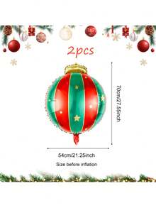 2/4 piezas Bolas de adorno rojas y verdes de Navidad, adecuadas para decoración de fiestas navideñas, decoración con tema rojo y verde, prop con tema de bolas de Navidad para fotografía, decoración para ambiente navideño, decoración navideña para el hogar, adornos de Año Nuevo, se pueden usar para chimenea, pared, techo, etc.