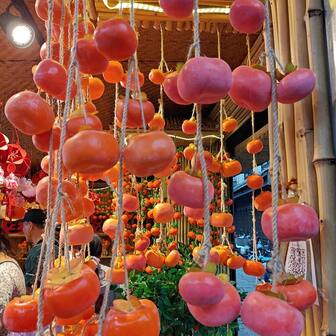 1 String Of Handmade Artificial Orange Persimmon Fruit, Bright Color, Suitable For Shops, Houses, Gardens, Corridors, Holiday Party Decoration