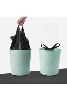 100个/50个/5个加厚加大黑色垃圾袋，垃圾袋厨房，蔬菜袋大垃圾袋，适用于纸张，塑料，瓶子，报纸，草坪塑料袋带手柄T恤袋散装塑料袋 - 黑色 - 查看 3