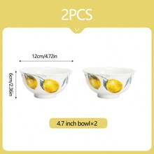 1 Or 2 Pcs Yellow Lemon Pattern Ceramic Dinnerware Set, Including Rice Bowl, Cereal Bowl, Fruit Bowl, Salad Plate, Steak Plate, Large Capacity Cup, Milk Cup, Microwave & Dishwasher
