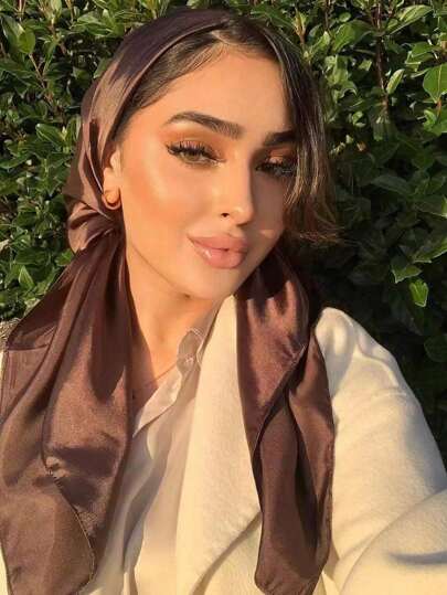 1pc Women's Solid Color Fashion Square Silk Dress Hair Scarf, 90x90cm, Suitable For Travel, Vacation, Street Wear, Multipurpose Headband, Hairband, Bandana, Square Scarf Hair Accessories Fall Headband Sport Head Band Winter Hair Band