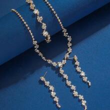 3pcs/Set European & American Style Tassel Necklace, Earrings, Bracelet Jewelry Set, Bridal Wedding Dress Accessories