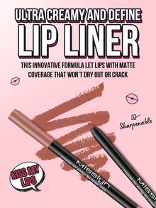 Misslyn Matita per le labbra a lunga tenuta, colori ricchi per le labbra a lunga durata, matita gel per labbra affilabile, applicazione morbida, finitura naturale, può essere rimodellata con un temperamatite, trucco naturale per le labbra altamente pigmentato, ultra fine a lunga tenuta e opaco